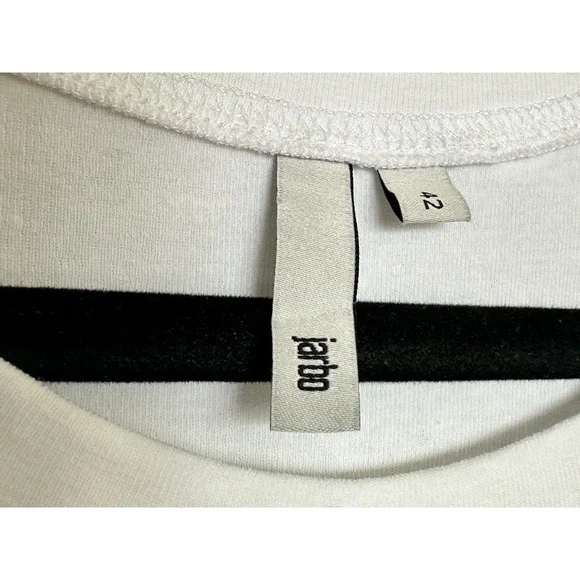 Jarbo White Size 42 Half Sleeve 95% Pima Cotton Crew Neck Woman's T Shirt - Picture 4 of 6